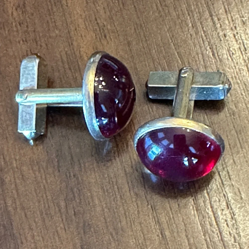 Vintage Cufflinks Swank Mixed Metal Stone Glass MCM Horse Red Black 9 Pair
